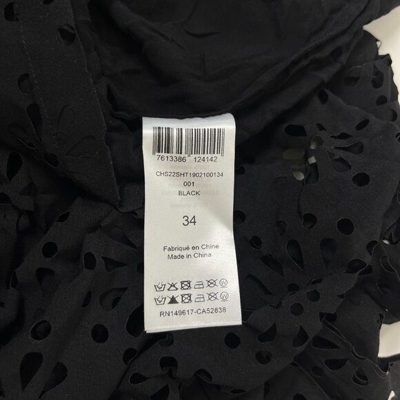 $428 NWOT See by Chloé Eyelet Top Lasercut Perforated Blouse Size 34 Black - Picture 10 of 14